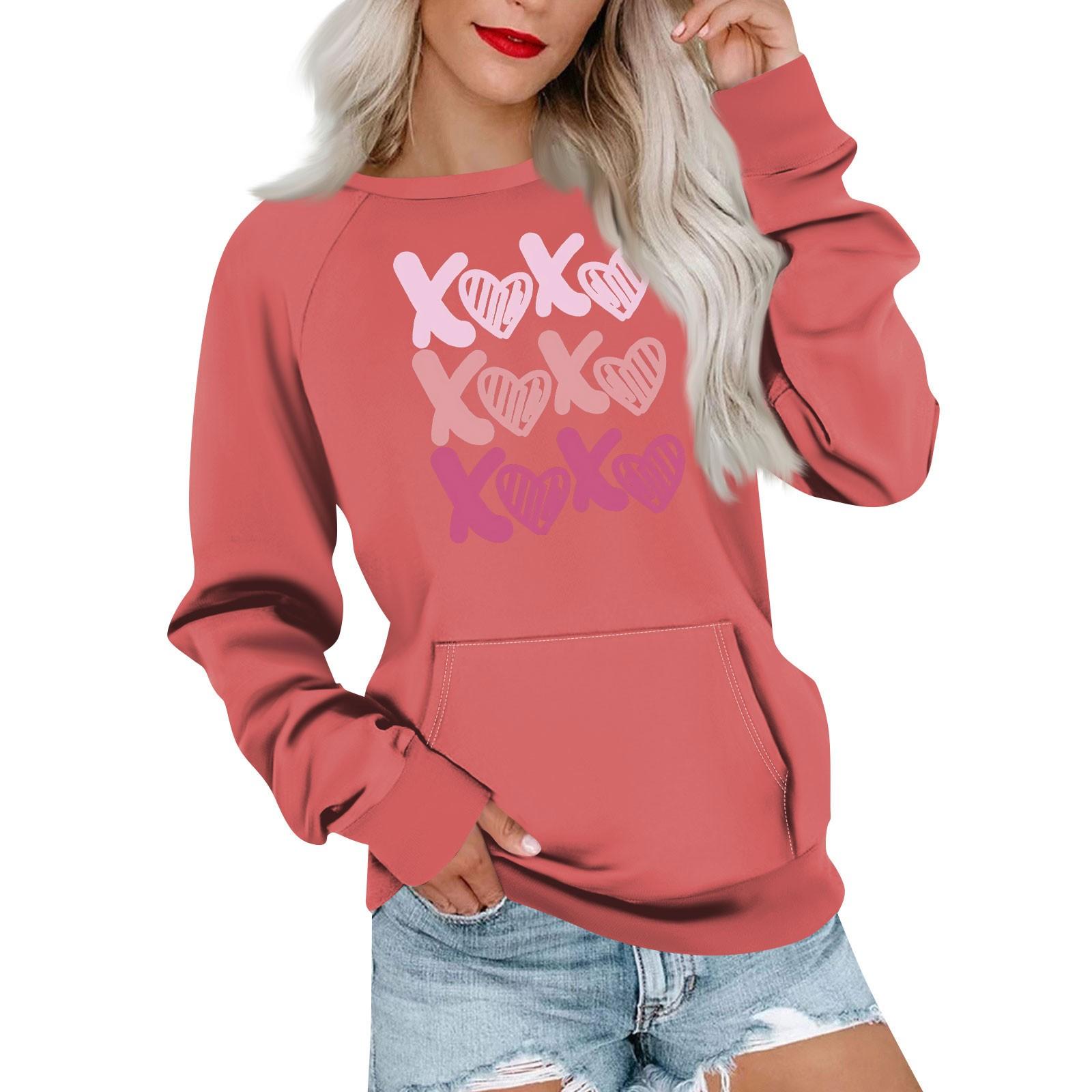 

Женская повседневная кофта-пуловер с принтом ко Дню святого Валентина, с рукавами-заглушками и карманом сверху M