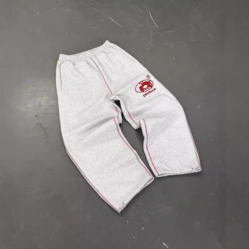 Men's Y2K Letter Embroidered Fleece-Lined Sweatpants