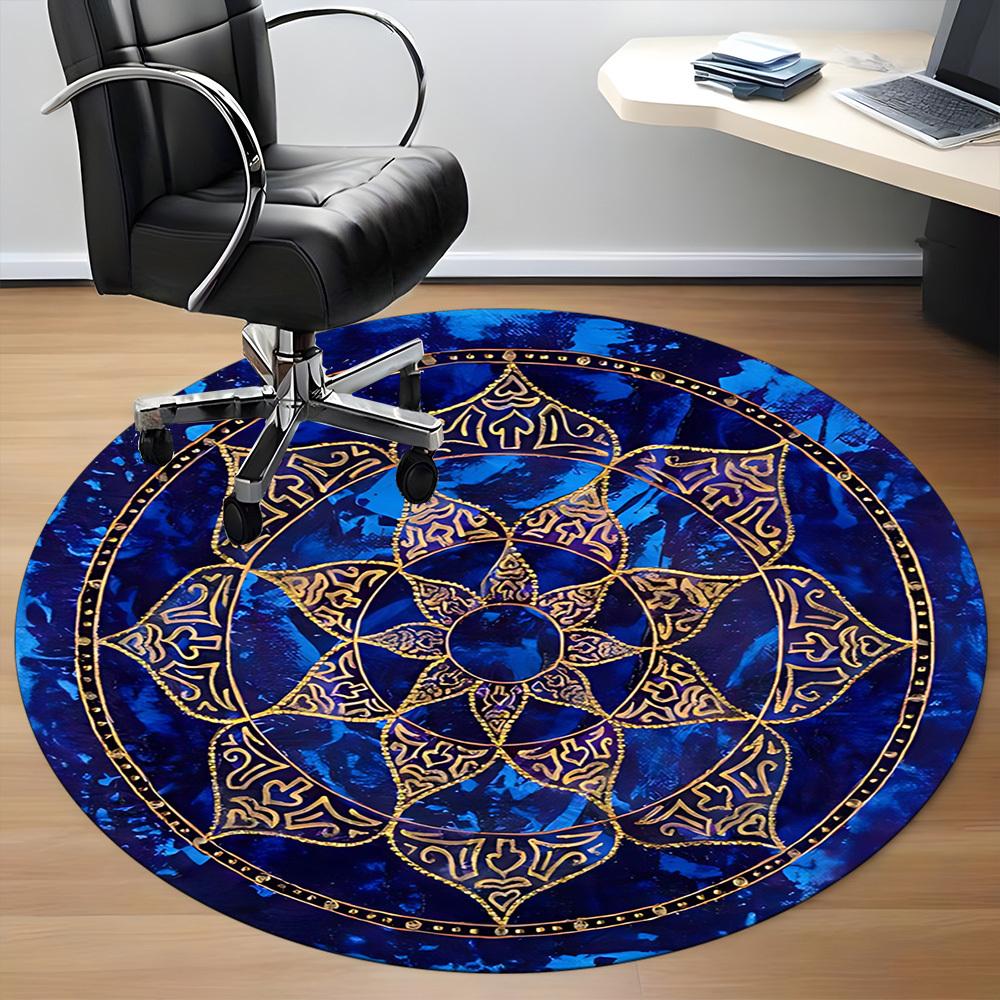 1pc Mandala Design Office Round Area Rug, Under Office Chairs Bedroom Living Room Home Decor, Room Deco