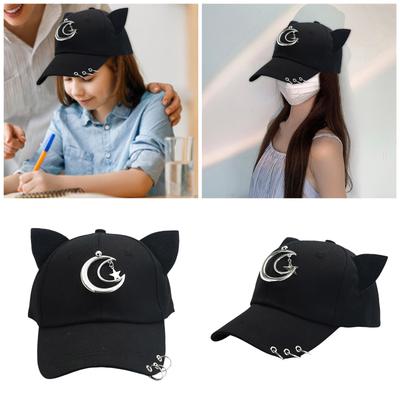 Einzigartige lässige Sportmütze Moderne Mond-Baseballkappe Kätzchenohren Verstellbare Ohrenmützen für Reise Foto-Requisiten