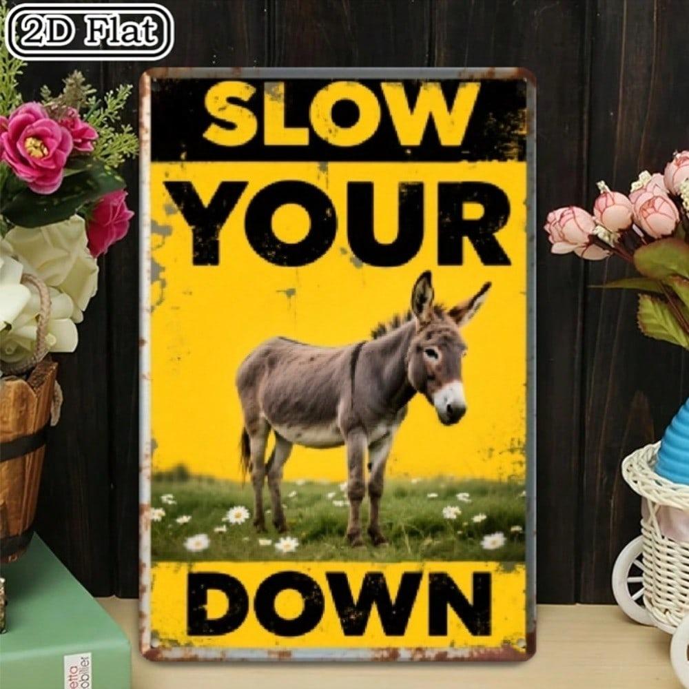 Metal Wall Art Vintage Donkey Poster Farmhouse Decor 7.8x11 Inch
