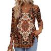 Women's T Shirt Print 3/4 Sleeve Fashion Basic V- Neck Regular Top