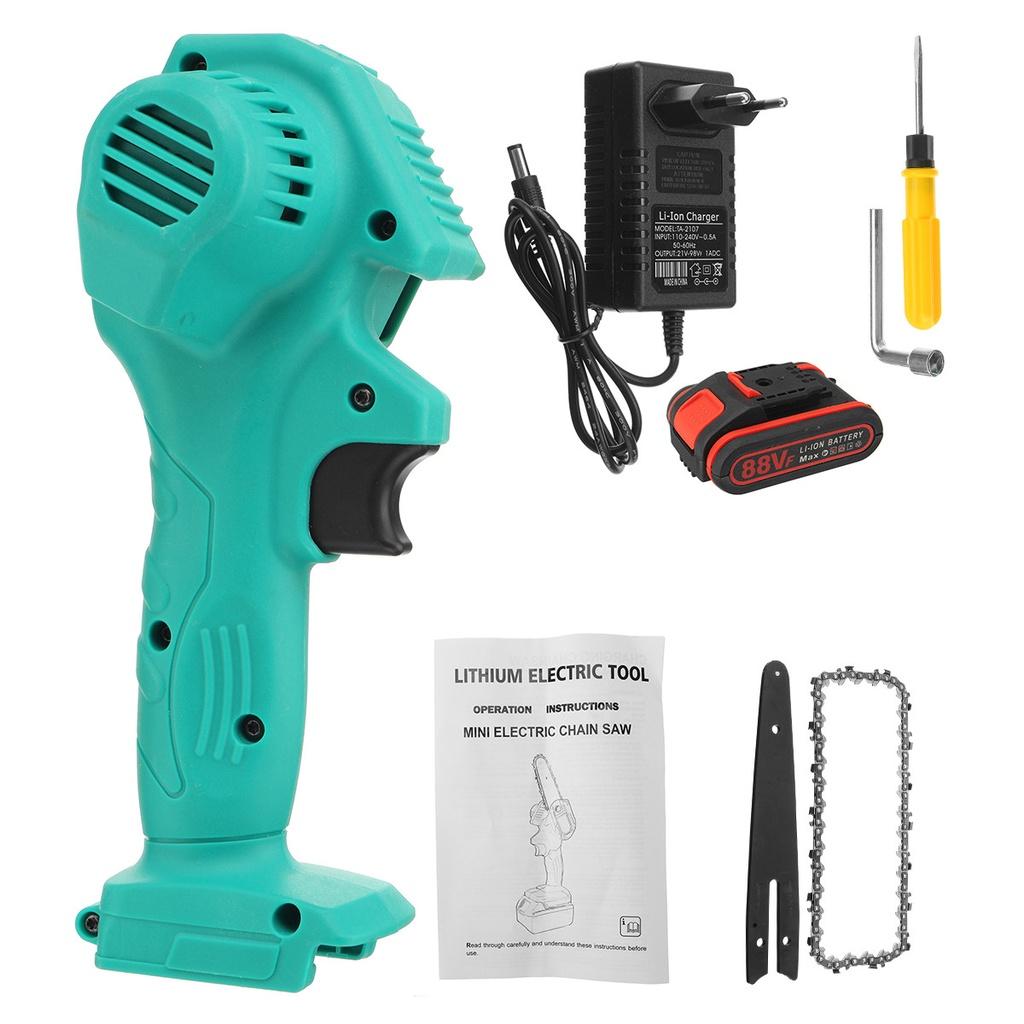 88V 6 Inches Mini Electric Chain Saw Pruning ChainSaw With 2Pcs Lithium Battery Woodworking Pruning One-handed Garden Tool 3000W