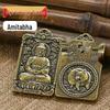 Amulet of Eight Guardian Deities Keychain: Brass Five Emperors Coins with Twelve Zodiac Pendant.