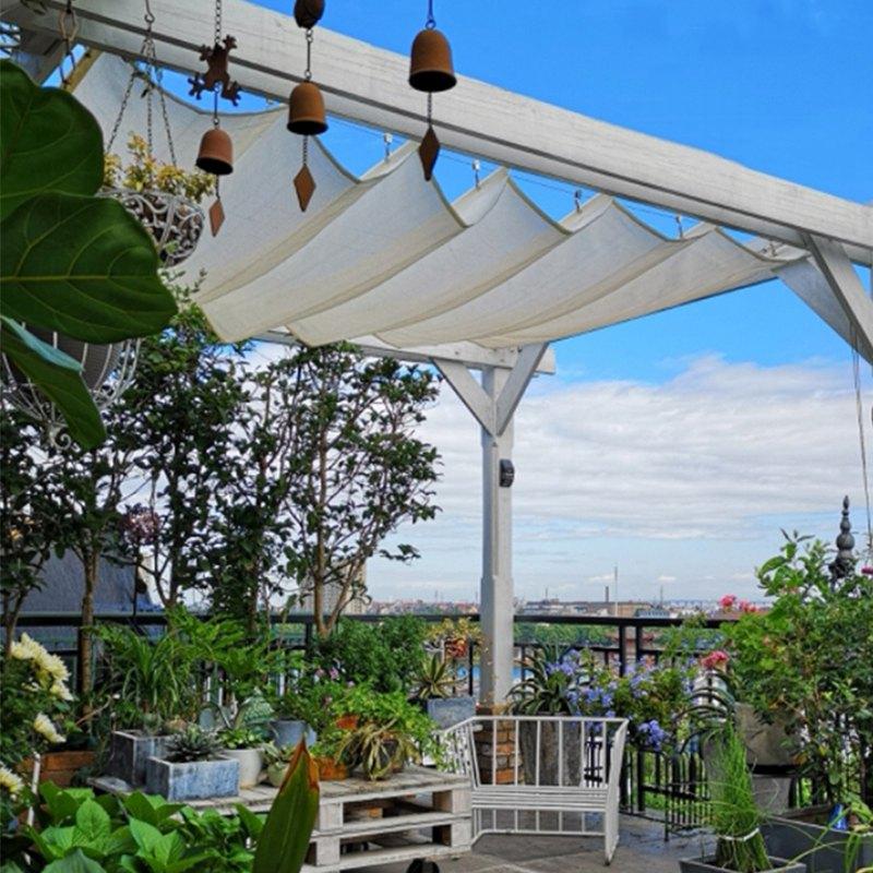 Width 0.8m~2m Rainproof Wave Telescopic Shade Sail Outdoor Polyester Anti-UV Pergola Awning Gazbo Patio Retractable Sunshade Net