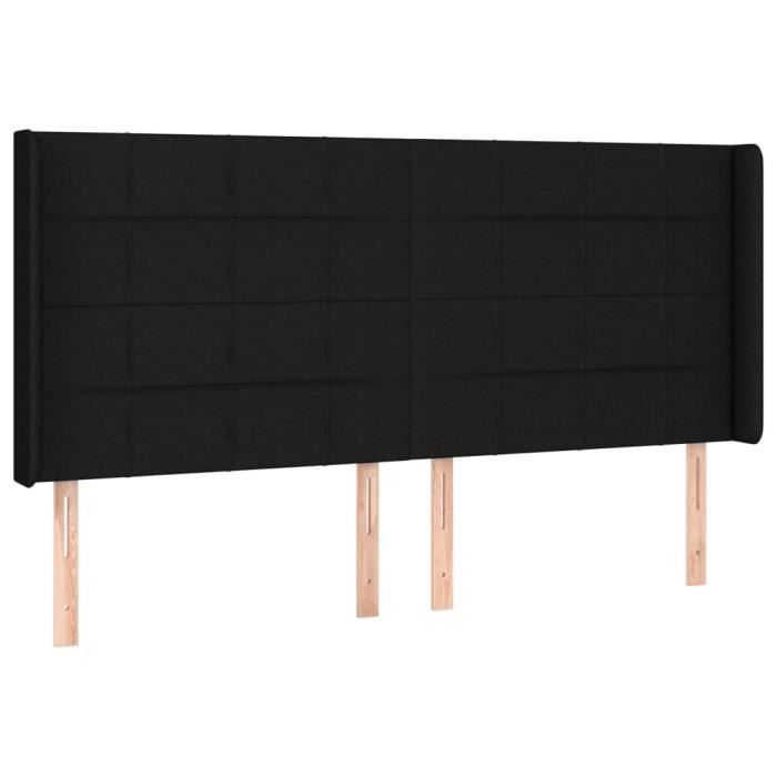 VidaXL Tête de lit avec oreilles Noir 183x16x118-128 cm Tissu3119596