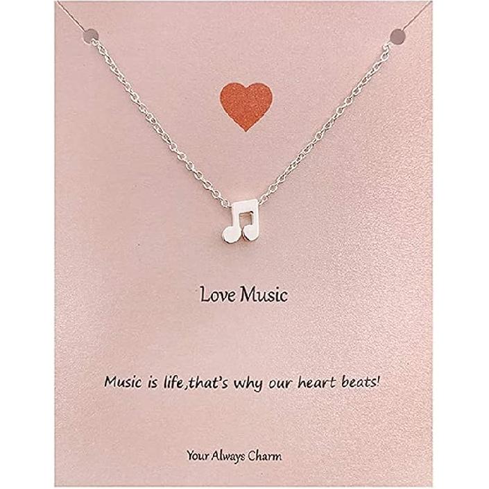 Music Note Necklace for Women Music Festival Outfits Women Music Lovers Gifts for Women With Meaning Card