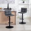 Set of Two Modern Faux Leather Bar Stools - Dark Grey