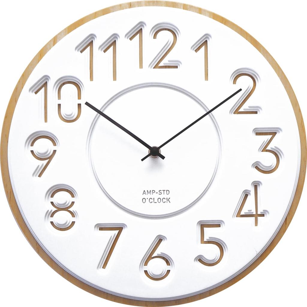 AMPERSAND FACTORY Wooden Wall Nordic Clock, Style, Quiet, Stylish, Glassless, Sweep-Mounted (AMP-C039)