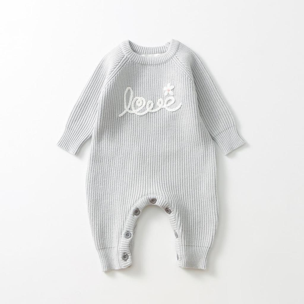 Jungen Frühling & Herbst Strick-Strampler - Roter Baby-Strampler & Pullover Set