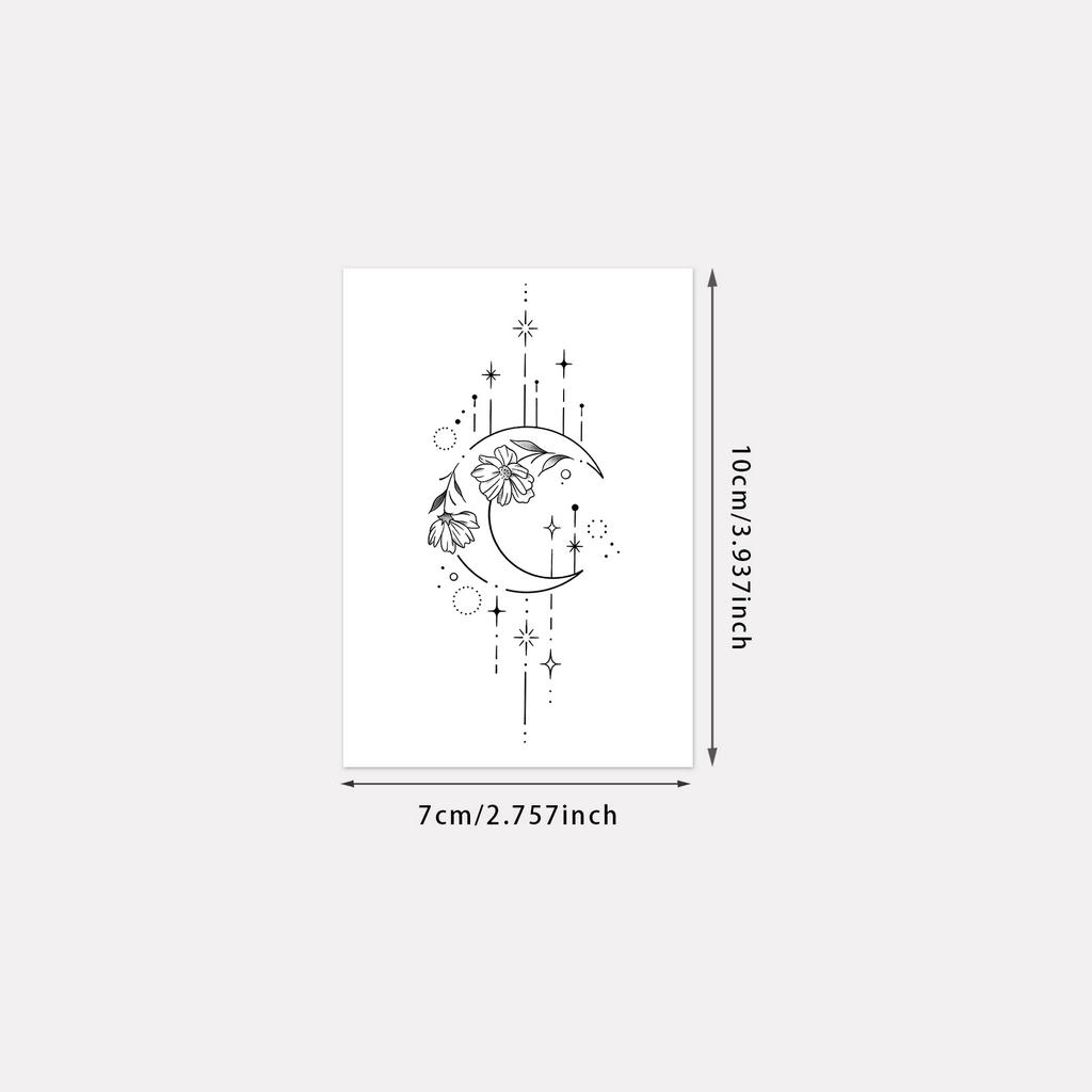 High-End Romantic Simple Small Fresh Moon Plain Flower Star Fringed Line Tattoo Sticker