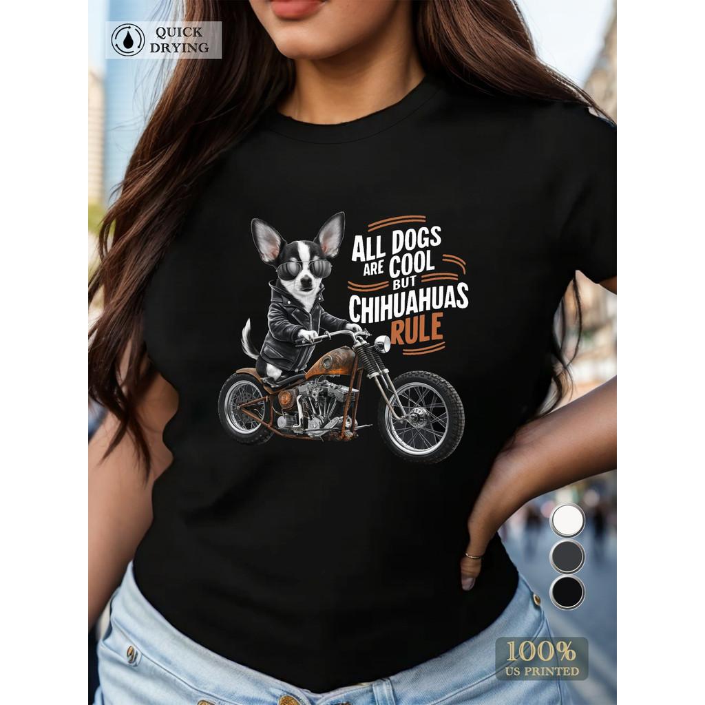 

Motorcycle Chihuahua Rules Design Women s Comfit T-Shirt XXL чорний
