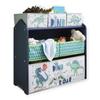 GINGER HOME DINOSAUR Children's Bookshelf, Toy Organizer with Storage Bins, MDF Wood, 63x30x60 Cm, Blue and Green