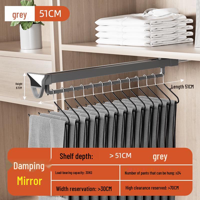 Telescopic Wardrobe Pants Rack with Buffer Drawer Slide & Hanging Rod