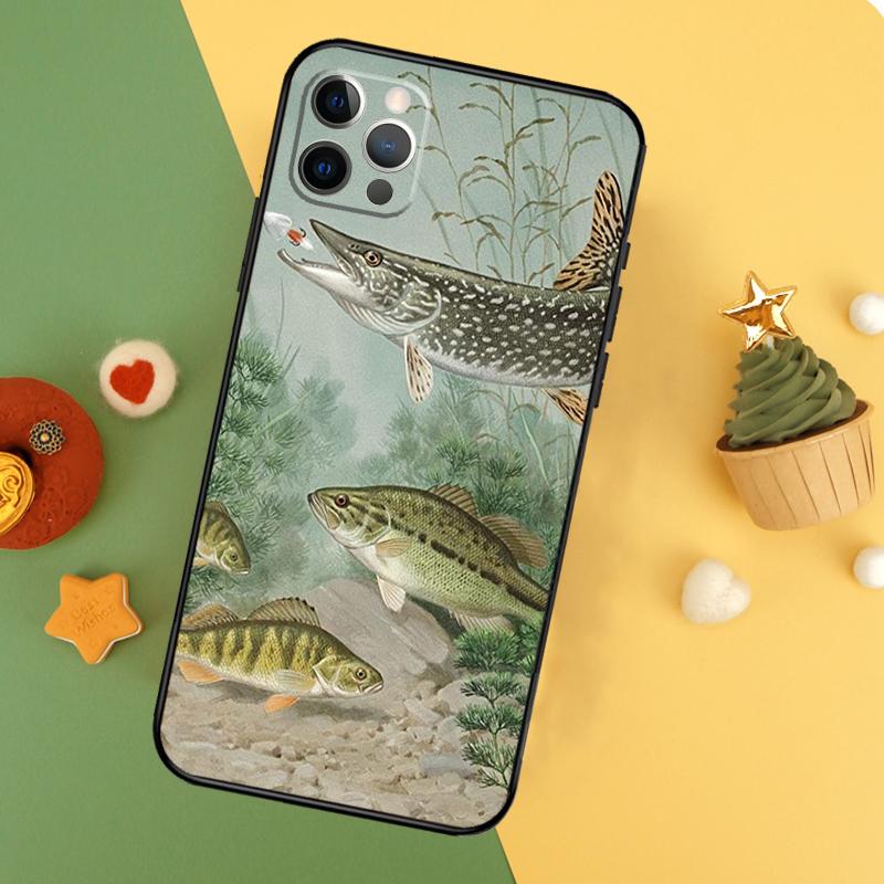 Fishing Gear Fish Funda For iPhone 11 12 13 14 16 15 Pro Max Mini XS Max X XR SE2 7 8 14 16 15 Plus Phone Case