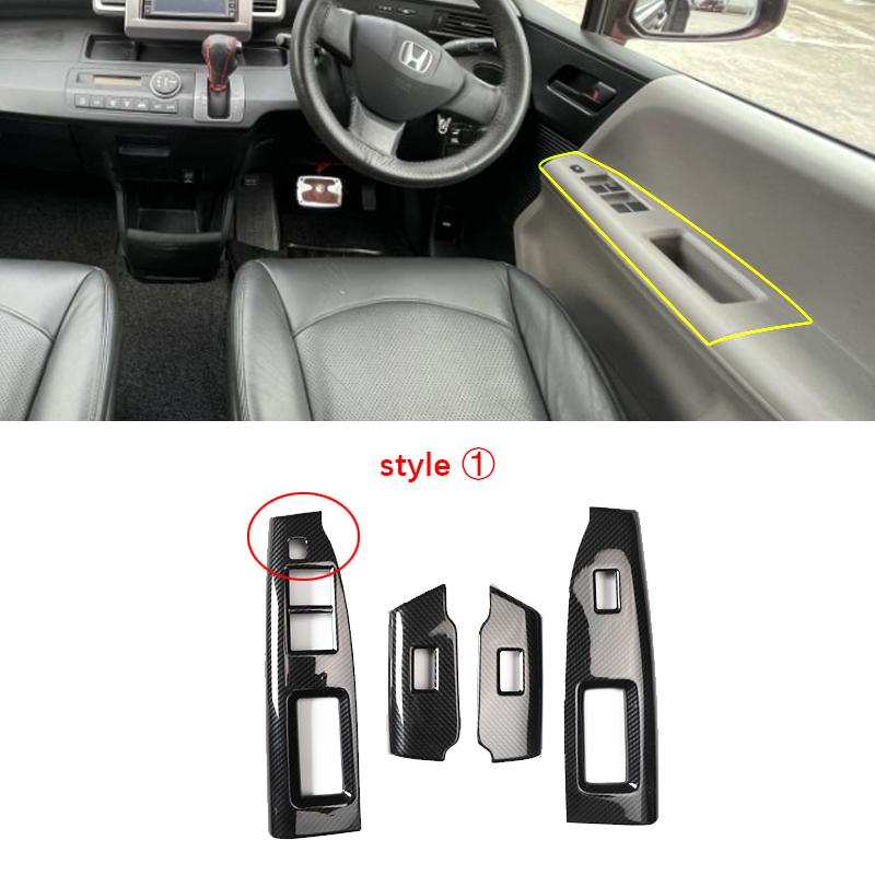 For Honda Freed GB3 2008-2015 Carbon Fiber Center Console Cover Interior Gear Power Window Switch Mirror Trim Modified Parts