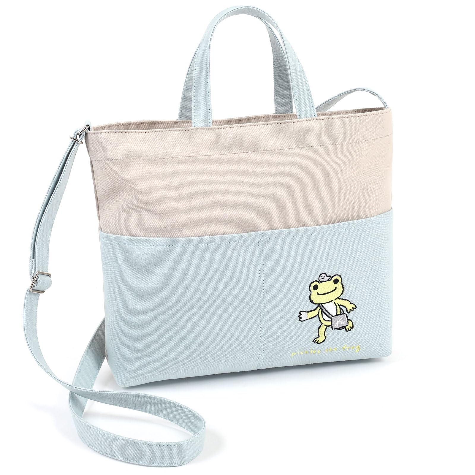 

Frog Pickles 2way Shoulder Bag Shopper Sand Blue 52211 [Kitamura] Original Present R-0777 Women s Beige/Ice