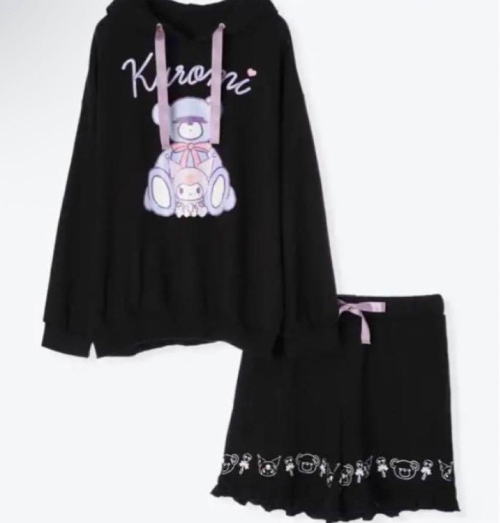 [USED] Sanrio Kuromi Hoodie Sweatpants Landmine Mass Production Yume Kuro Dream Outlook Bear Kuma Sick Dream