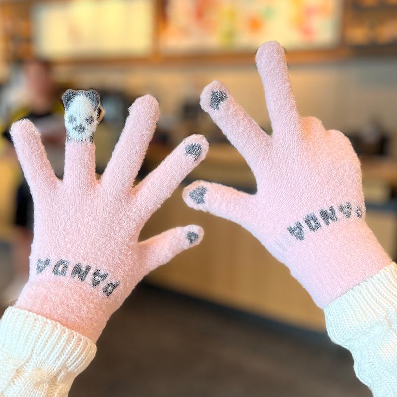 

Cute Touchscreen Cycling Gloves - Windproof, Plus Velvet, Winter Warmth for Girls and Men, Cold Protection Riding Gloves.