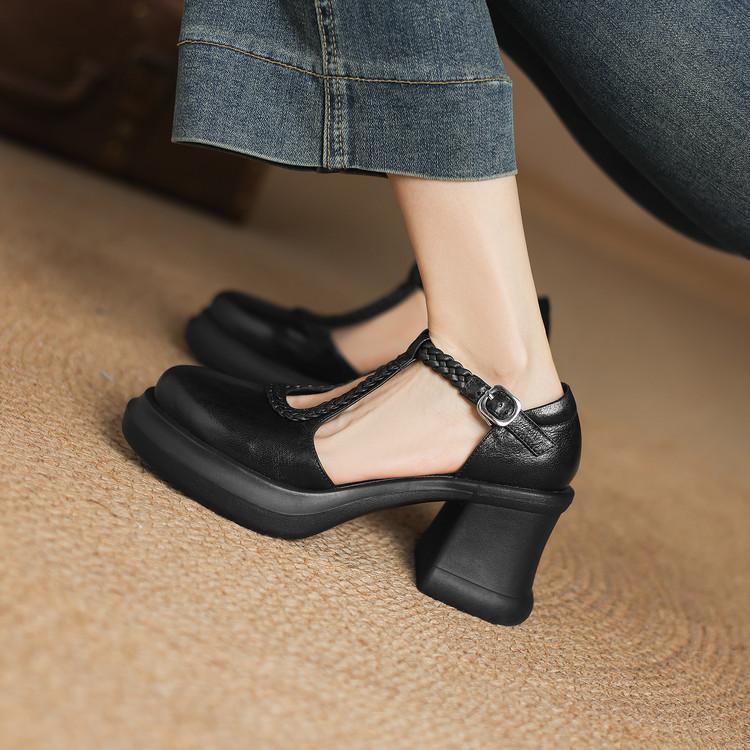 

Baotou platform sandals women s summer new thick-heeled woven small high-heeled Roman women s shoes 40