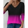 Tops for Women Ombre Dip Dye Block Gradient Wash Round Neck Long Sleeve T-shirt Fall Casual Slim Pullover Women's Long Sleeve Top
