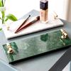 Prostokątna Taca z Naturalnego Marmuru 30x12cm Łazienkowa Kosmetyczna Biżuteria Ins Style