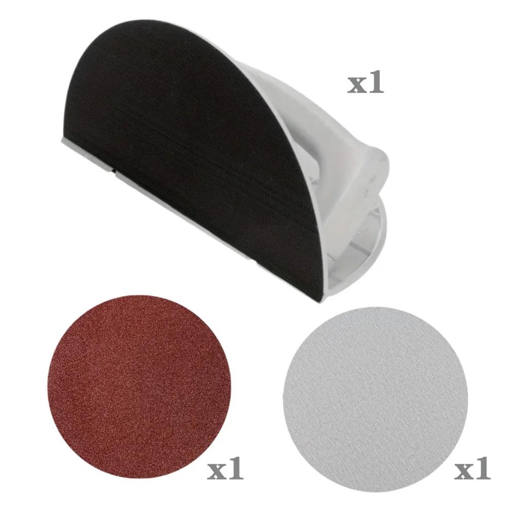 Self Adhesive Half Circle Sanding Pad Holder Durable Plastic Drywall Corner Sander Ergonomic Tool for Woodworking DIY Projects