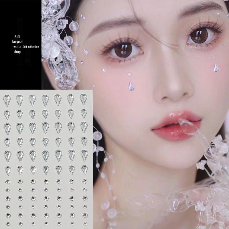Self-Adhesive Teardrop Rhinestone Face Stickers – Glitter Jewelry for Kids