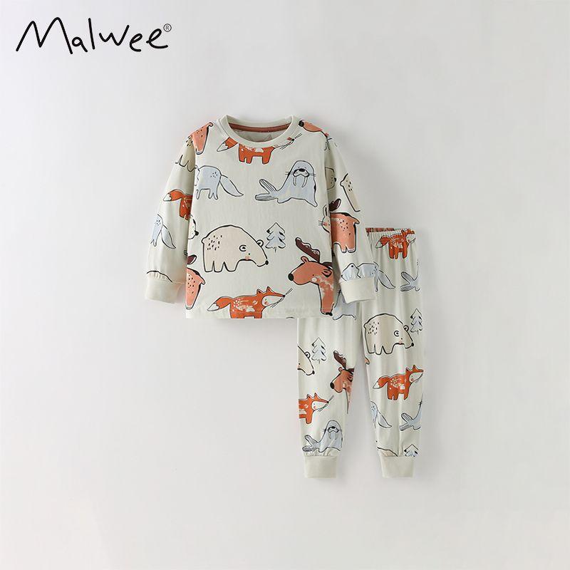 

Boy s Cartoon Cotton Pajamas Spring and Autumn Children s Long sleeve Homewear Set Boy s Heattech Long Johns Two-piece Set 10557 150