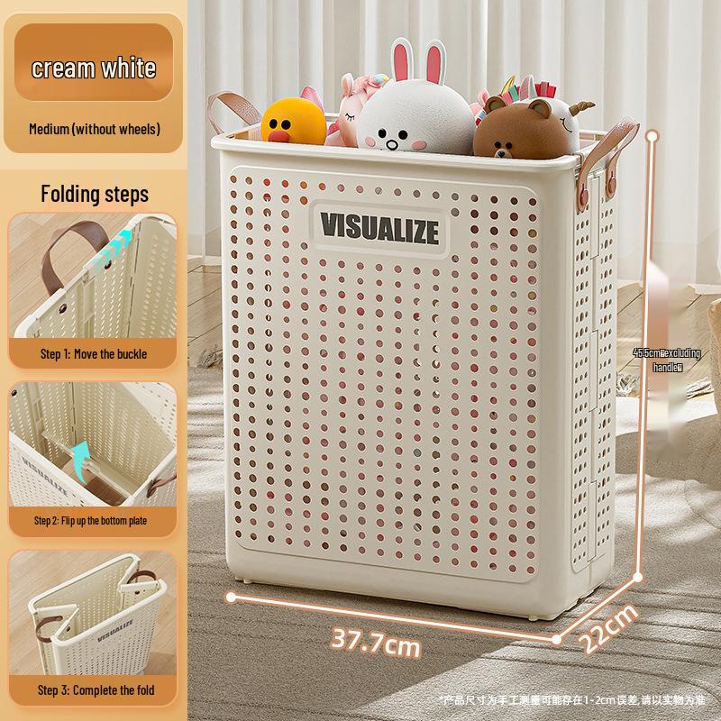 Foldable Large-Capacity Laundry Hamper with Wheels for Bathroom/Toilet