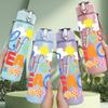 1PC Lifes A Beach Colorful Letter Print 750ml Color Plastic Sports Water Bottle Leakproof Flip Straw Lid Suitable for Sports Office Home Use