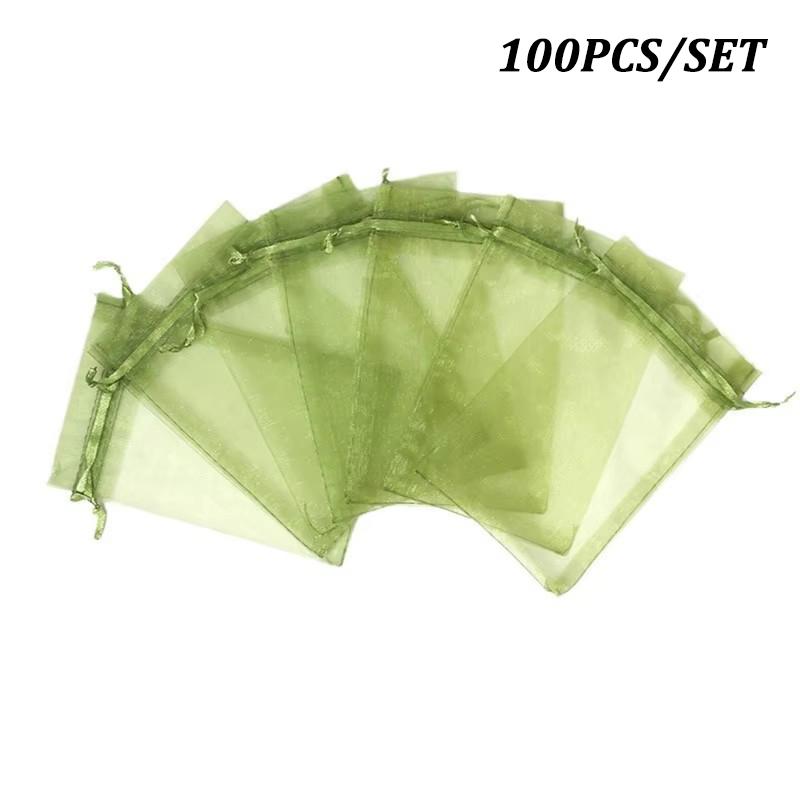 

100 шт. Сетки для защиты фруктов с завязками Виноград Клубника Мешок для защиты от вредителей Многоразовый овощной сетчатый защитный мешок 15x20cm зелёный