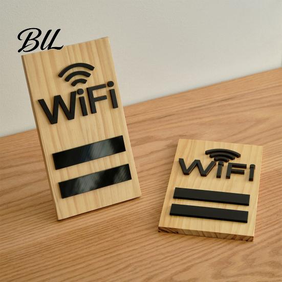 Desktop WiFi Password Display Wifi Sign Tabletop Wooden WIFI Wireless Network Customizable Board for Restaurant Supermarket Office Home Bar