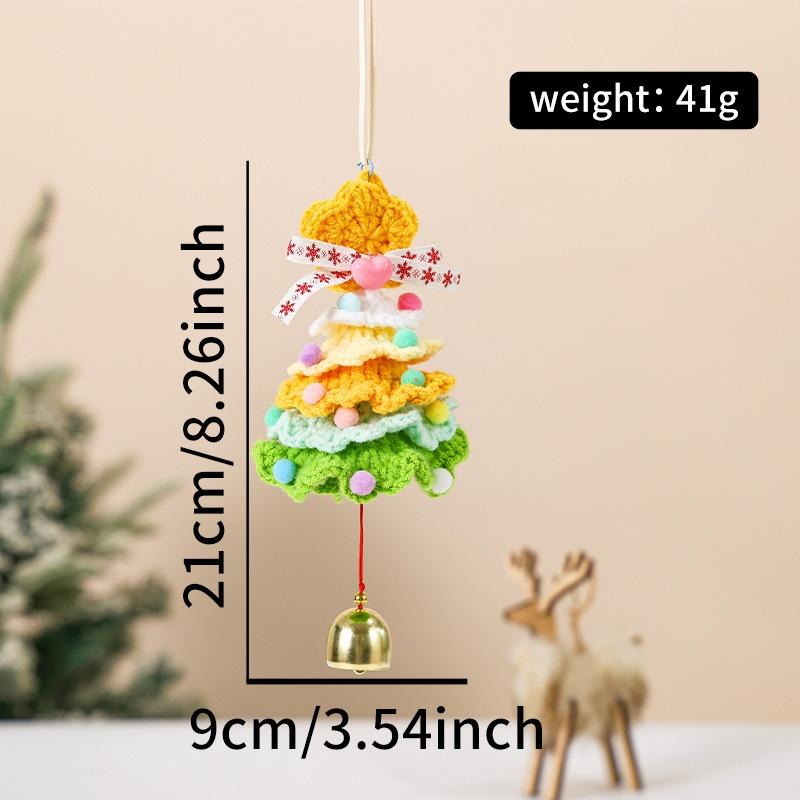 

Knitted Christmas Tree With Jingle Bell Plush Christmas Hanging Pendant Wool Crochet Christmas Tree For Christmas Party Decor as the picture