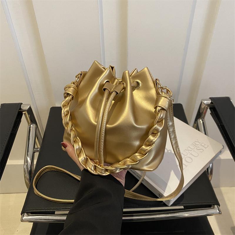 Fashionable Pu Leather Bucket Bag For Women Trendy Spring Summer Shoulder Bag