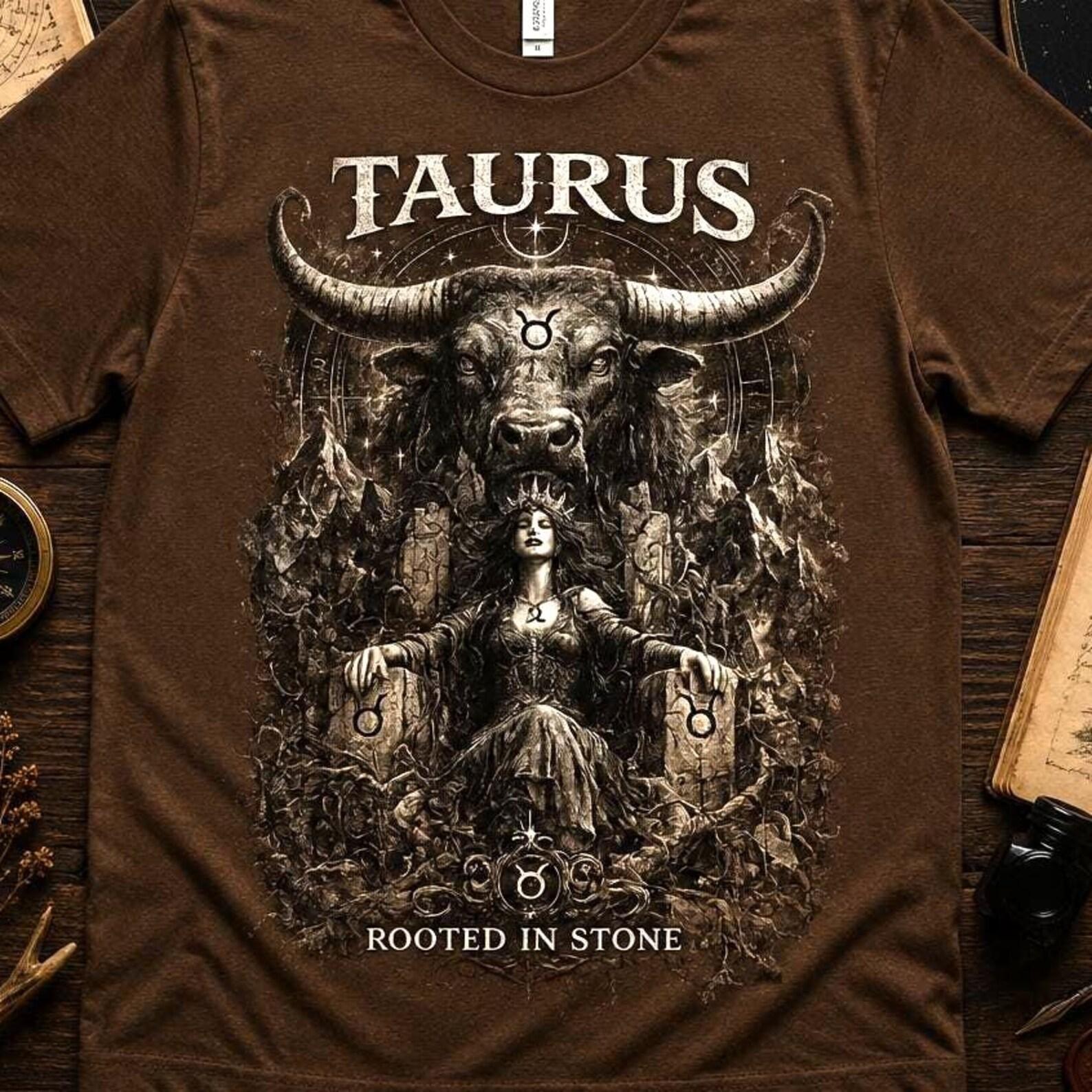 Taurus Zodiac Shirt, Gothic Astrology Tee | Dark Academia Horoscope T-Shirt, Celestial Taurus Apparel, Taurus Gift for Women Men 4XL