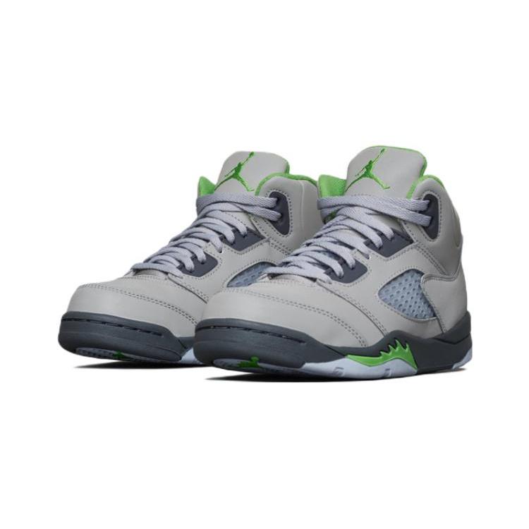 Air Jordan 5 Retro PreSchool 'Green Bean' 2022 (Unisex) Silver / Green Bean / Flint Grey Kids' Basketball Shoes DQ3735 003