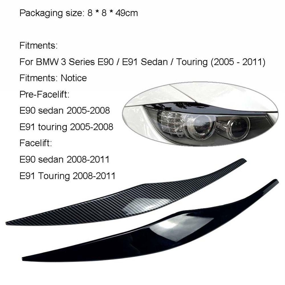 ABS Headlight Eyebrows Gloss Black Headlamp Hood Stickers for BMW 3 Series E90 E91 2005-2012
