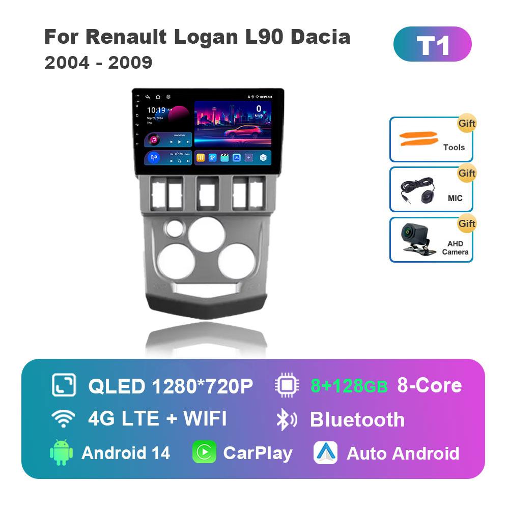 Car Video Multimedia player DSP Stereo for Renault Logan L90 Dacia 2004 - 2009 Android 14 GPS Navi WiFi IPS Screen 4G Bluetooth