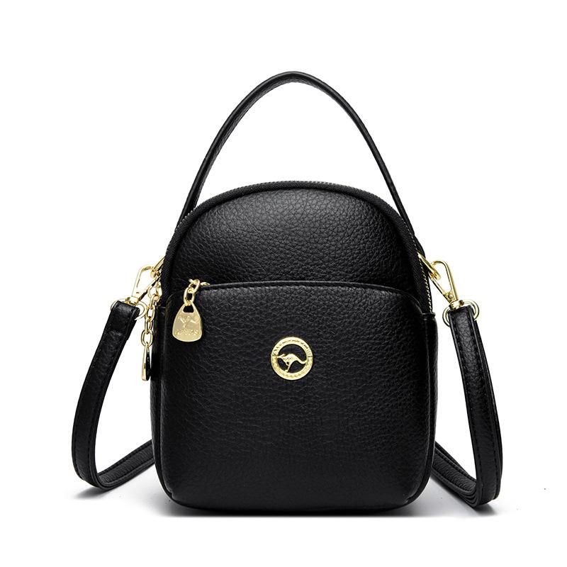 

Сумка для мамы из мягкой кожи с несколькими отделениями, простая и вместительная одноплечевая сумка кроссбоди чёрный