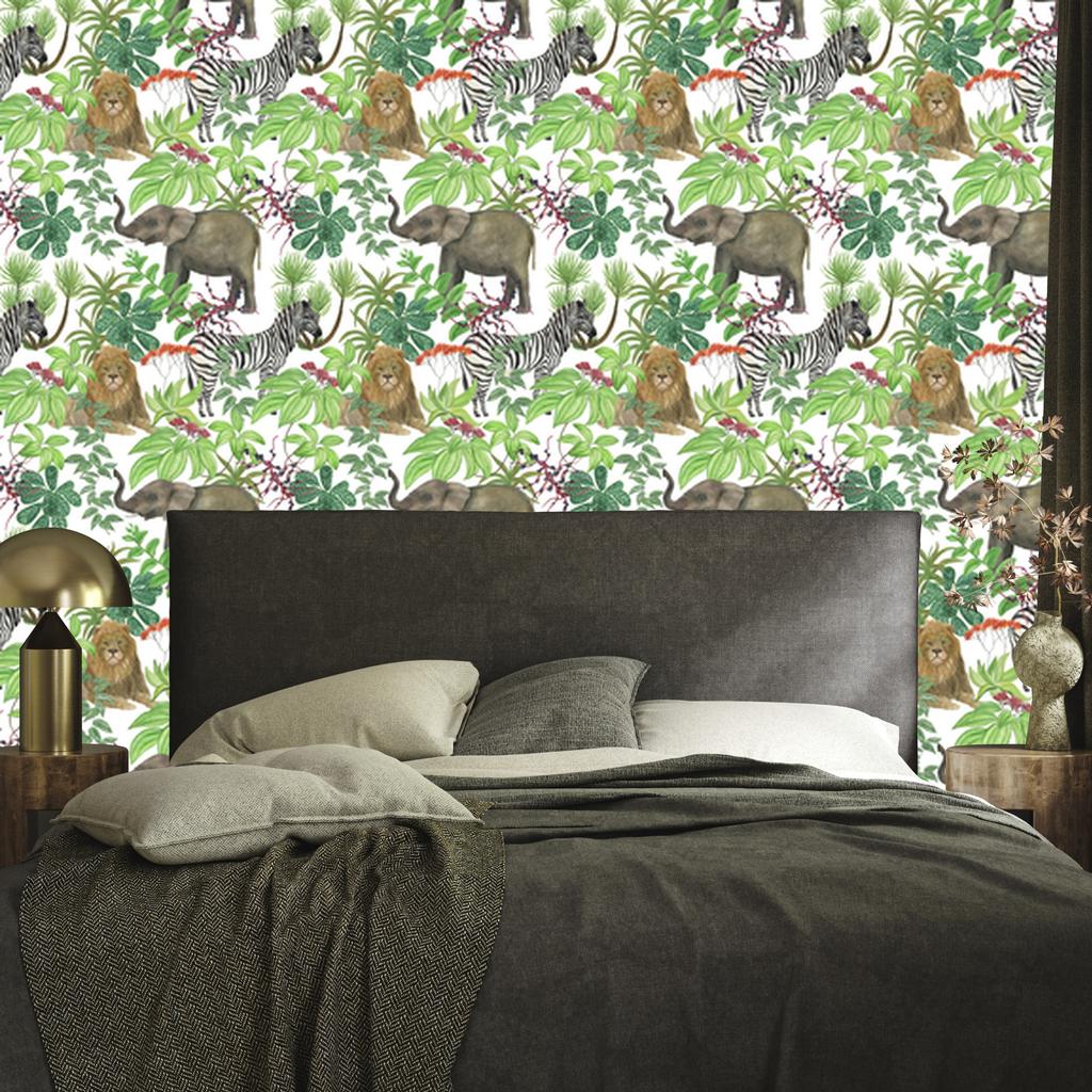 Wild Animals and Leaves Wallpaper for Living Room and Bedroom 50x1000