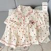 Women's Summer Cartoon Pajama Set: Short-Sleeved, Thin, 3-Piece with Chest Pads Suitable for Home or Outdoor Wear