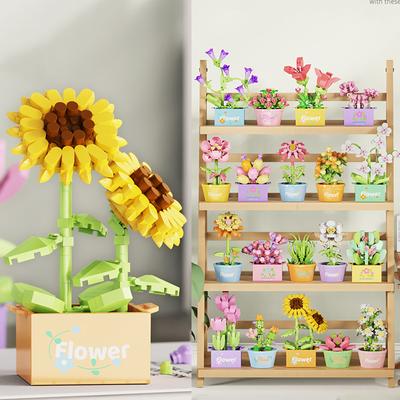 DIY Mini Flower Bouquet Blocks Kit 3D Creative Micro Bricks Plants for Home Decor Gift Adults Kids Girls