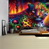 1 Pezzo Arazzo da Parete Stampa Leopardo 3D Grande Tema Animale Decorazione per la Casa Tessuto Scamosciato Testurizzato Design Orizzontale Per Soggiorno