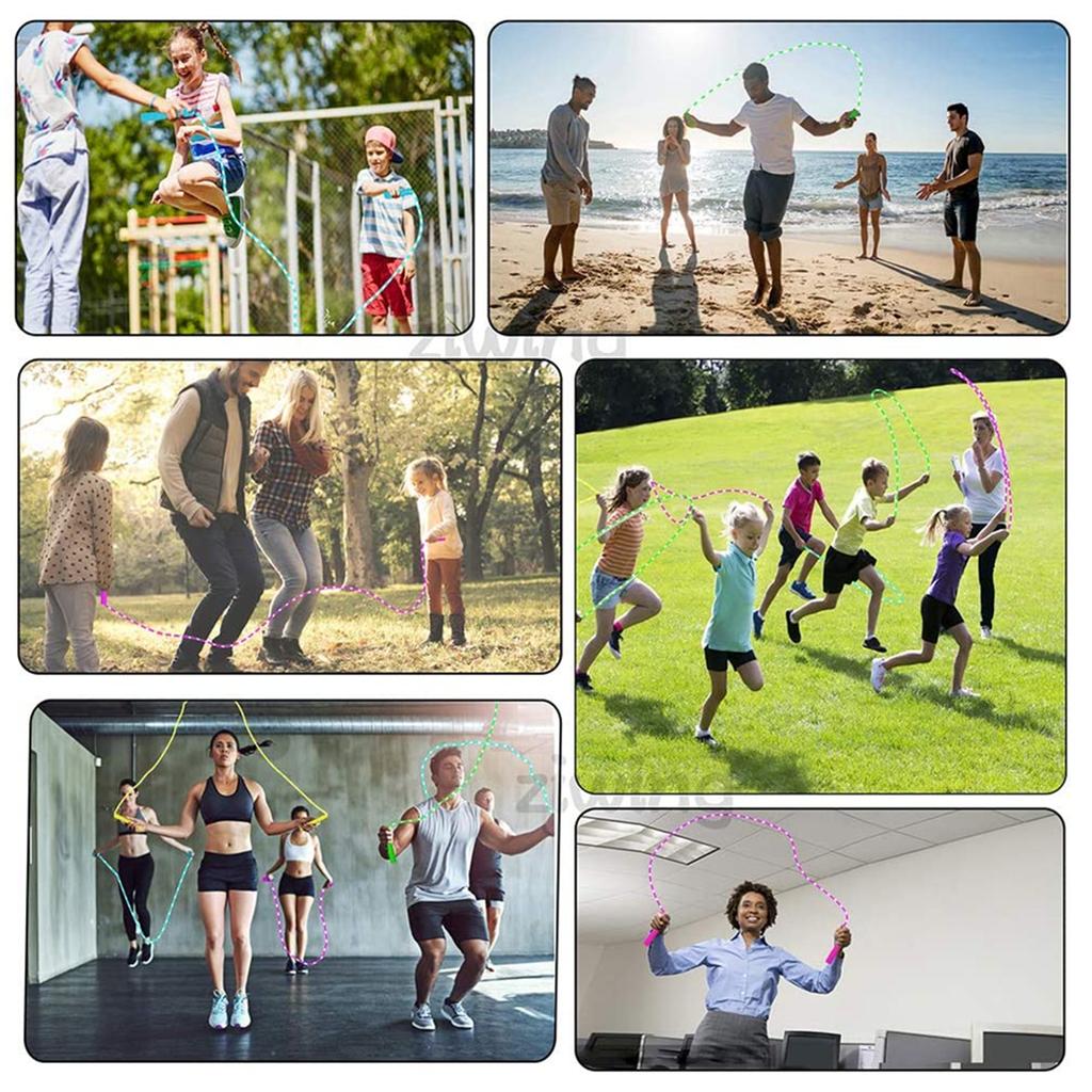 Springseil Kinder - Weiches Perlen-Springseil, verstellbar, verhedderungsfrei, segmentiertes Springseil für Kinder und Schüler