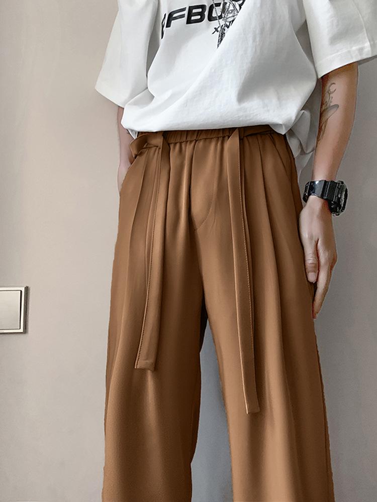 

British Yuppie-Style Italian Naples Ice Silk Drawstring Trousers M коричневый