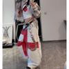 Maßgeschneiderte Unisex Streetwear Weiße Jeans mit weitem Bein und Kettenprint