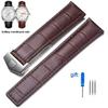 20mm 22mm 24mm Genuine Leather Watchbands for Tag Heuer Series Elastic Waterproof Cowhide Strap Folding Buckle