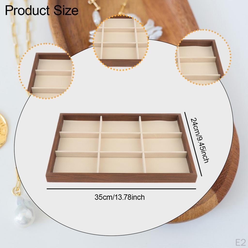 13.7 X 9.4 Inch Wooden Jewelry Organizer Tray for Dresser, Desk, Multi-Functional Storage Tray,