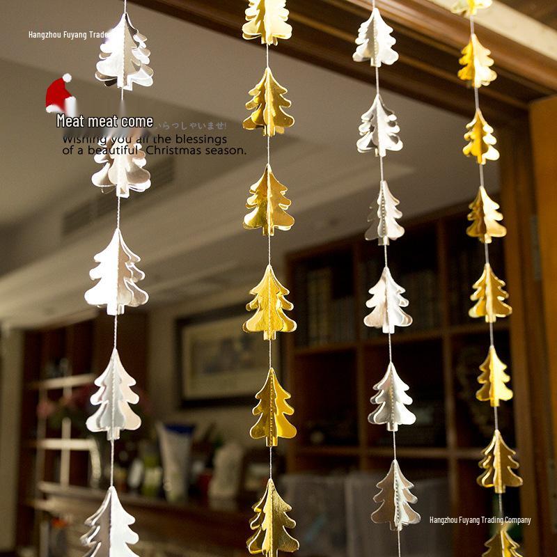 Christmas Hanging Paper Flower Curtain for Windows and Doors